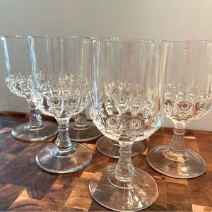 (6) Thompson Glass Company Torpedo Pattern Goblets
